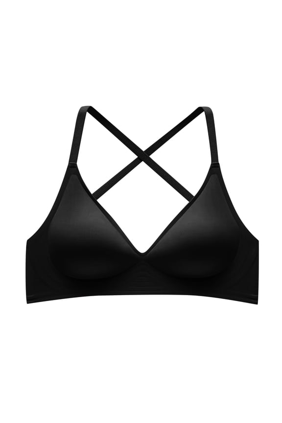 Women Molded Cup Bra Strapless V Neckline Push Up Bra Comfortable Lift Support for Spring Summer Fashion S Black