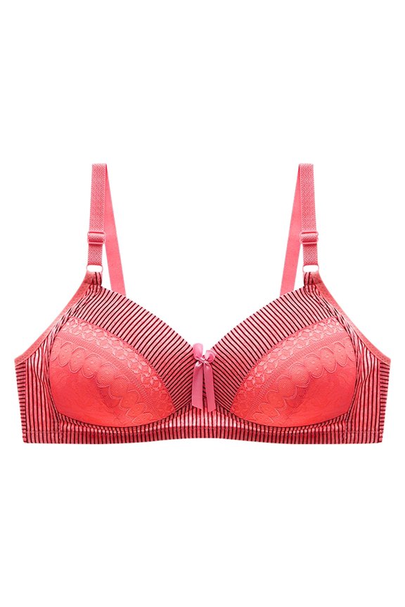 Women No Show Solid Bra Soft Comfortable Adjustable Everyday Bra Wireless Support Breathable Seamless T-Shirt Underwear XXXXL Watermelon Red