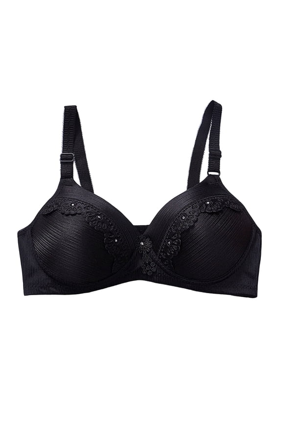 Women Non Padded Bra Comfortable Wirefree Bra Soft Brushed Support for Medium and Full Coverage 42 Black