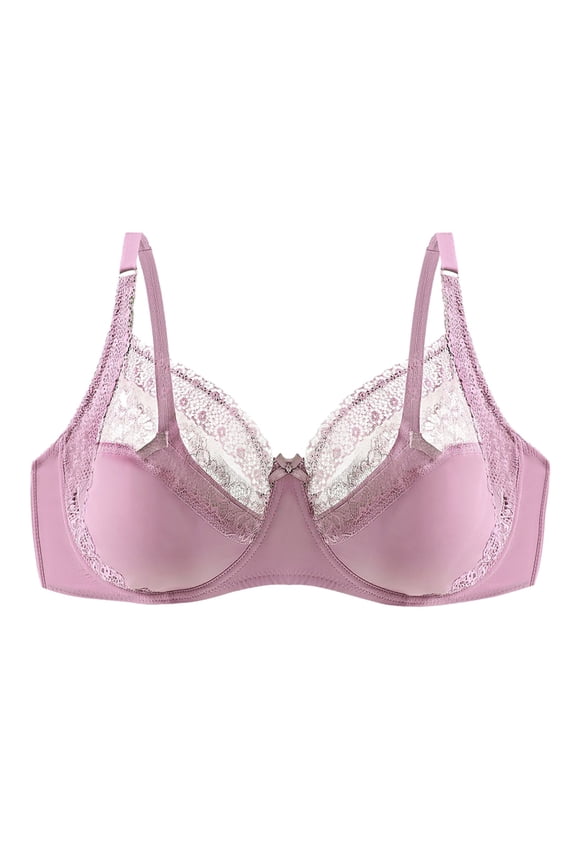 Women Nylon Spandex Bra Smooth Lace Comfort Bra with Supportive Side and Elegant Back Design for Enhanced Shape 100 Rose Gold