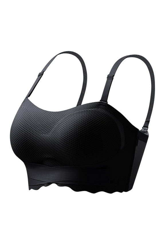 Women Nylon Spandex Solid Bra Everyday Comfort Bra with Removable Straps for Versatile Two-Way Wear and Breathable Support XXXXXXL Black