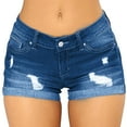thumbnail image 1 of AJGRHE Women Ripped Jean Shorts Stretchy Distressed Denim Shorts with Pockets Women's Ripped High Waisted Denim Shorts Stretchy Jean Light Blue XXXL, 1 of 4
