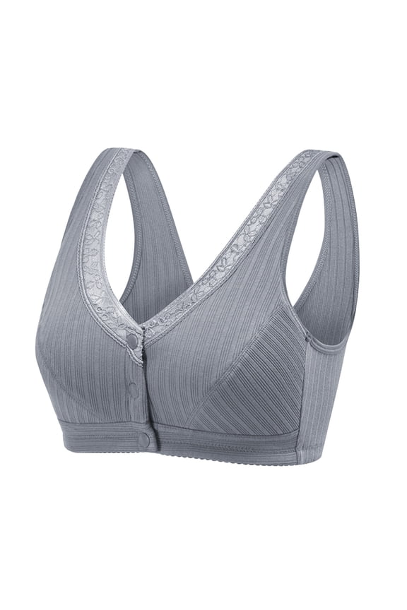 Women Seamless Comfort Bra Front Closure T Back Bra for Women Plus Size Full Bust Support Seamless Unlined Comfort Wireless Design 42 Grey