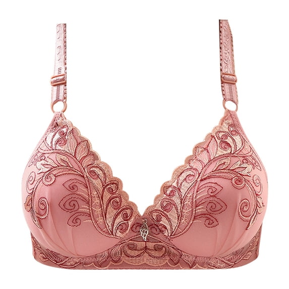 AJGRHE Women Simple Solid Bra Embroidered Floral Push Up Bra for Enhanced Support and All Day Comfortable Wear 34 Light Pink