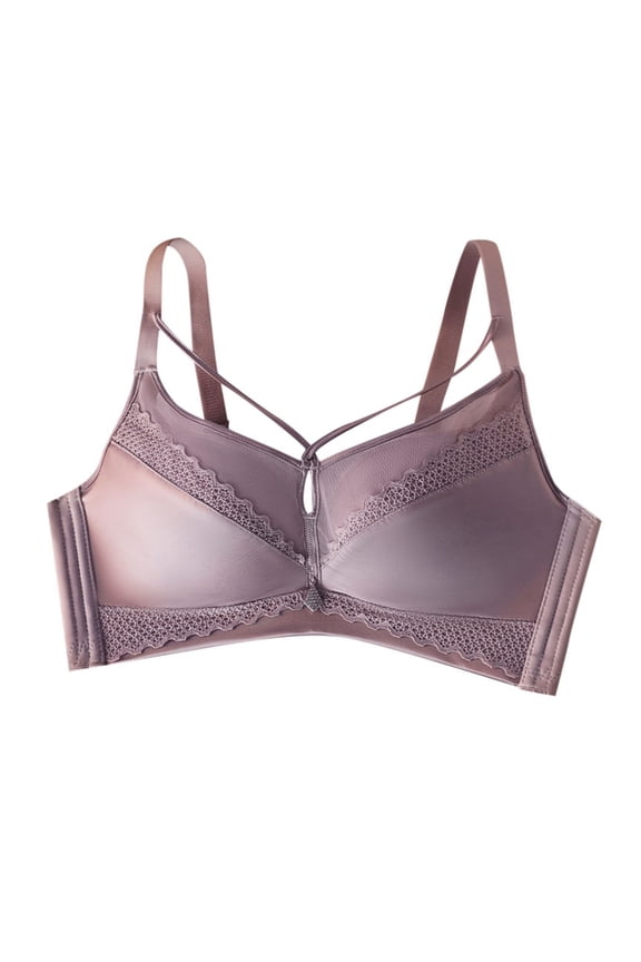 Women Soft Cup BraWireless Satin Bra for Women Adjustable Lift Design Comfortable Support Everyday Wear Small Bust Enhancer 85C Light Purple
