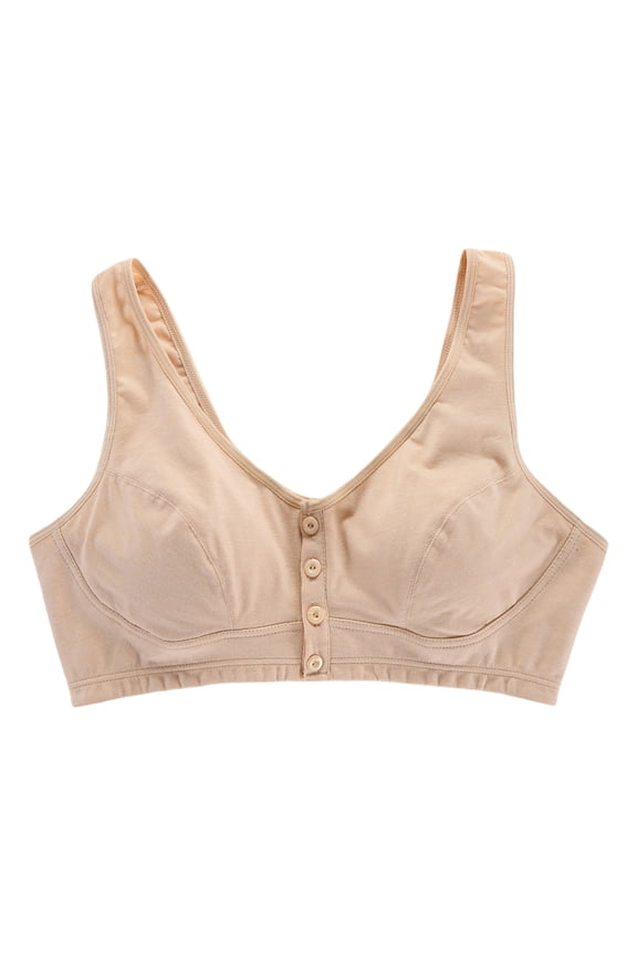 Women Soft Cup Solid Bra Lace Underwire Bra with Front Closure and Supportive Shaping Cups for Enhanced 100 Beige