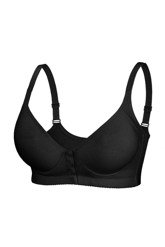 Women Soft Modal Blend Bra Women's Front Closure Backless Bra Adjustable Seamless Comfort Lingerie with Supportive Cups 75B Black