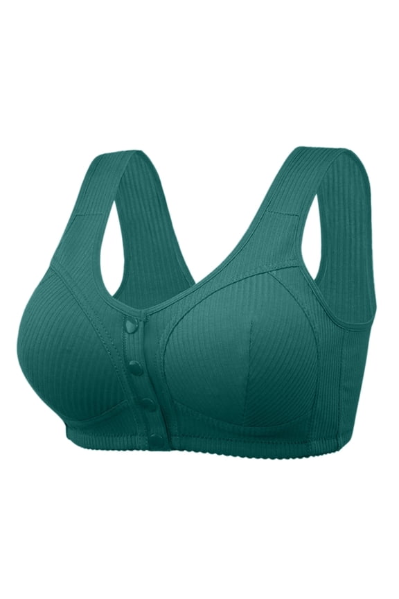 Women Solid Bra Comfortable Front Closure Bra Soft Thread Cloth Support for Medium and Full Coverage No Underwire 40 Green