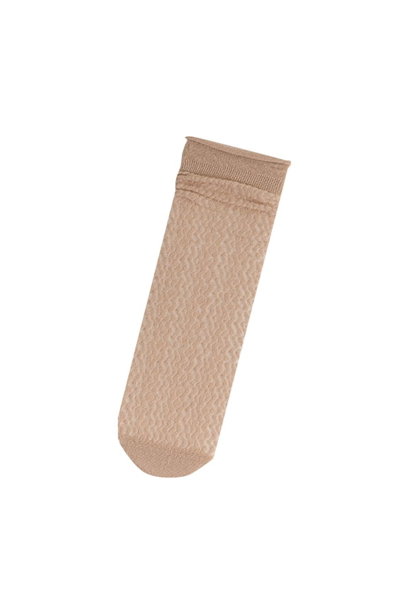 Women Spring Summer Pile Stockings Rolled Mesh Socks Fashion Breathable Soft Sheer Casual Beige One Size