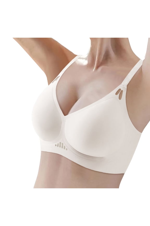 Women Stretch Fabric Bra Women's Seamless Thin Vest Bra with Soft Support for Large Chest and Breathable Half Fixed Cup Design XXL White