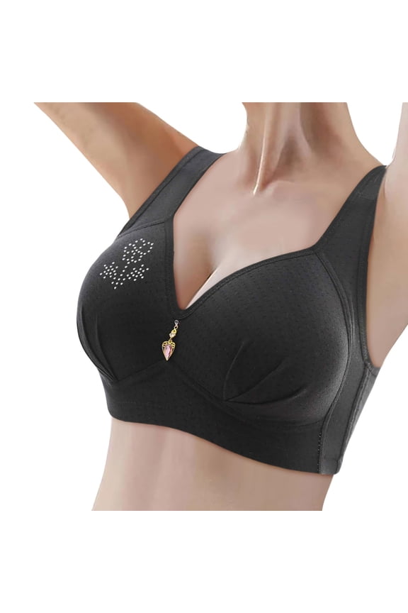 Women Support BraFashion Casual Breathable Tube top Bra Comfortable Wirefree Support Everyday Wear 36 Black