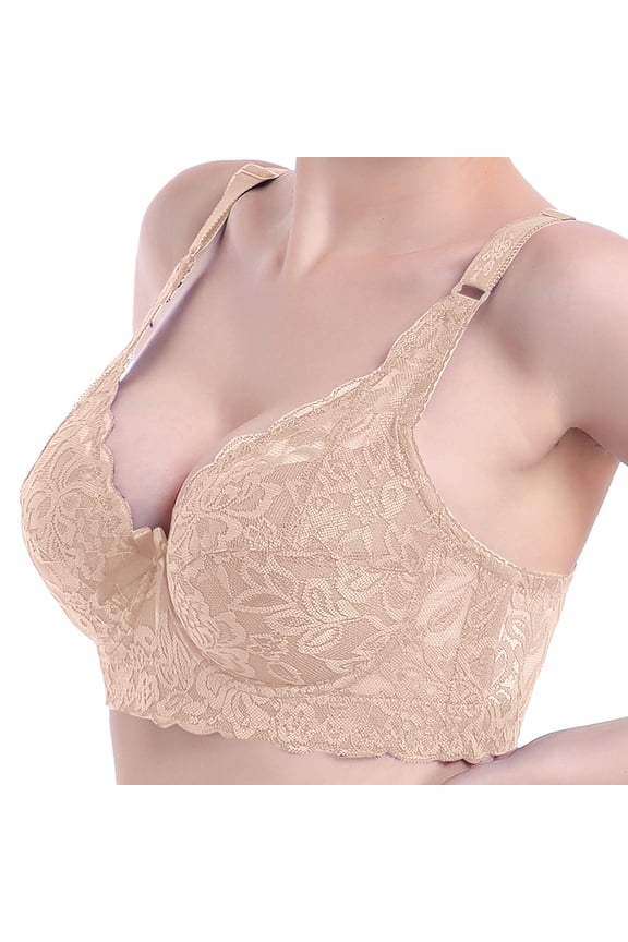 Women Travel Comfort Bra Full Cup Wireless Lace Bra for Women Comfortable Support Thin Underwear Plus Size B C D Cup Large Size Seamless Cover 36D/80D Beige