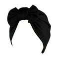 thumbnail image 1 of AJGRHE Women Turban Hat Bow Hair Bonnet Head Scarf Wrap Cover Womens Turban Hat Bowknot Stretch Solid Hijab Headwrap Chemo Headwear Skull Cap Hair Loss Cover Black One Size, 1 of 4