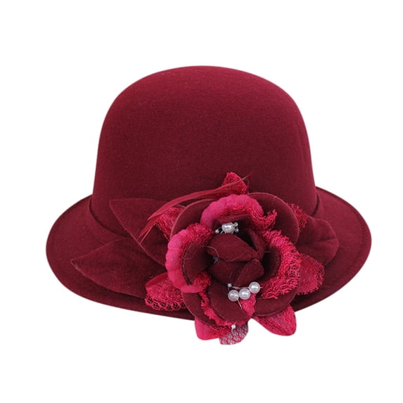 AJGRHE Women Vintage Felt Cloche Hats Women Fashion Beret French Style Painter Hat Cap Vintage Warm Party Top Hat One Size