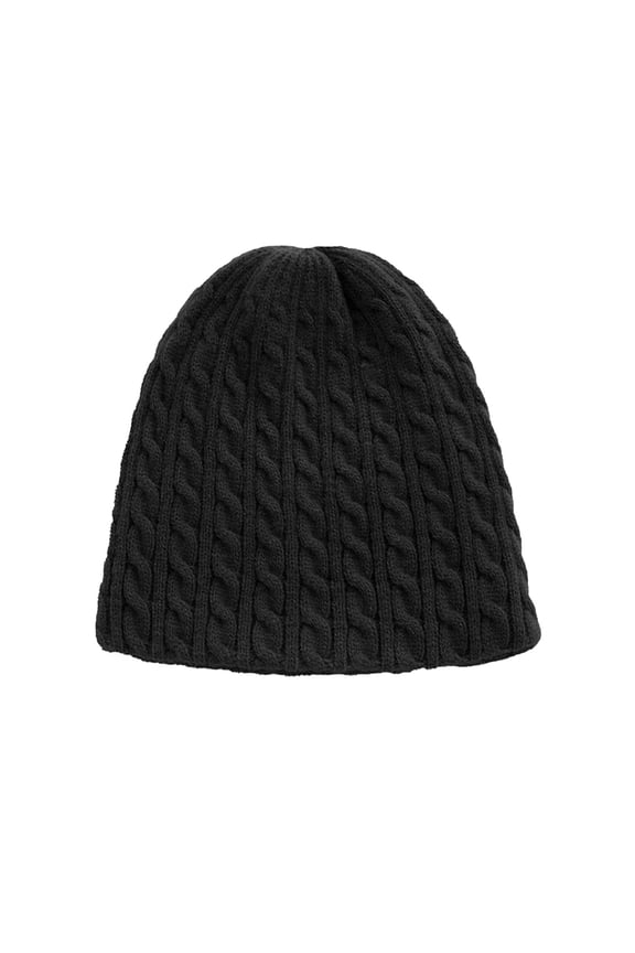 Women Warm Solid Twist Knit Crochet Pile Pile Hat Pullover Cap Black One Size