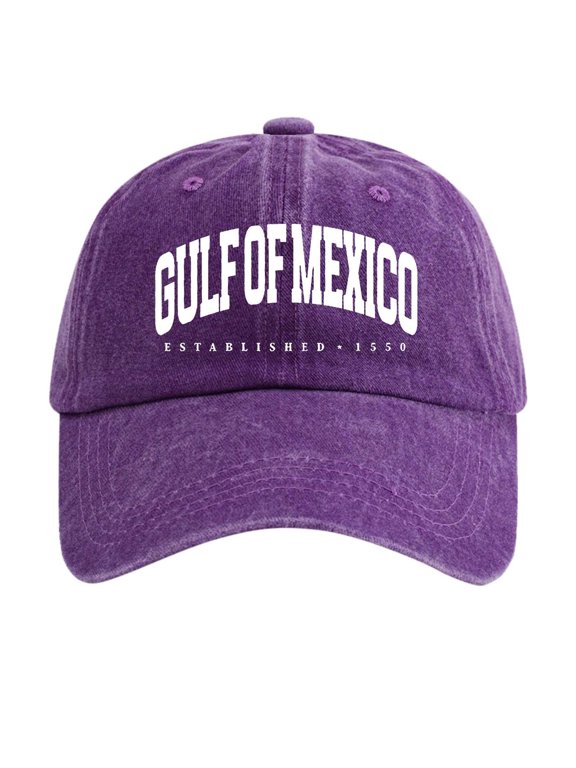 Women Washed Denim Printed Baseball Cap Style Adjustable Snapback Sun Outdoor Hiking Travel Hat Purple One Size