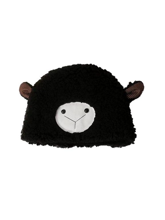 Women Winter Warm Windproof Ski Riding Hat Cute Cartoon Sheep Ear Cap For Girl Black One Size