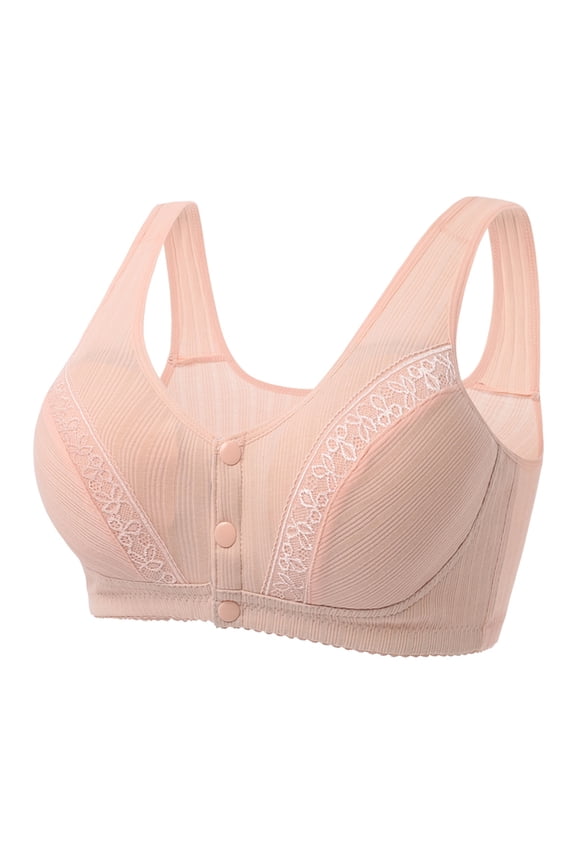Women Wirefree Active Bra Lace Underwire Bra with Front Closure and Supportive Shaping Cups for Enhanced Comfort 40 Beige