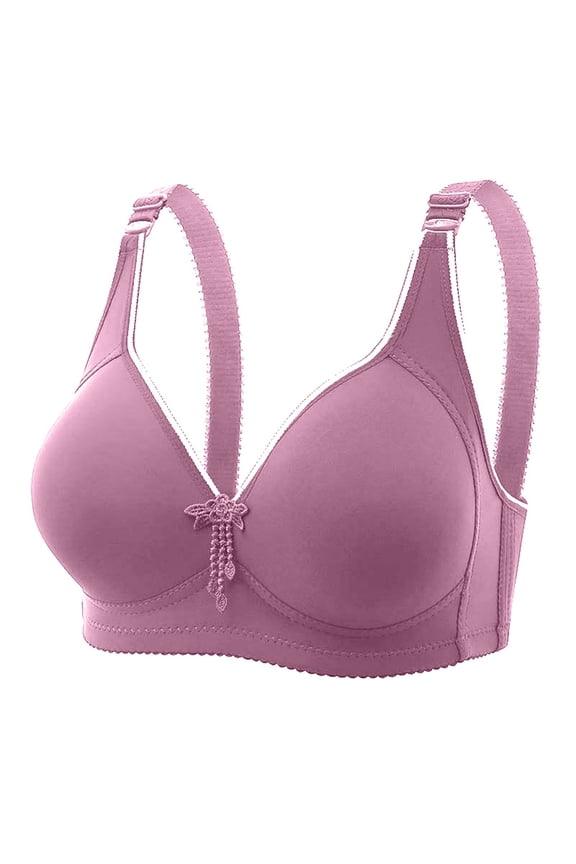Women Wirefree Support Bra Plus Size Seamless Maternity Bra Comfortable Breathable Underwire Support Four Hook Back Closure Enhancing Lift Design 44/100 Purple