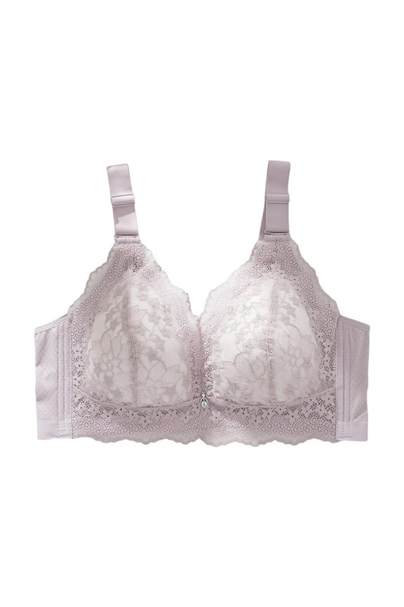 Women Workout BraPattern Comfort Bra with Wide Supportive Straps and Ribless Design for All-Day Wear G Purple