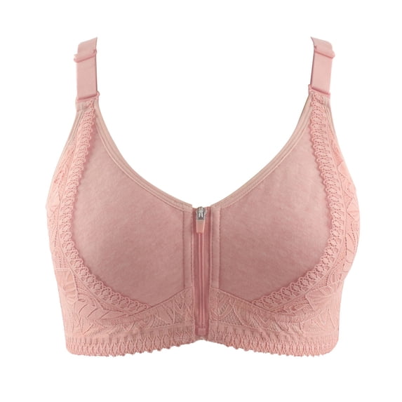 AJGRHE Women Workout Comfort Bra Custom Gym Push Up Front Zipper Yoga Sports Bra with Elastic Straps for Women High Workout Support 48 Rose Gold