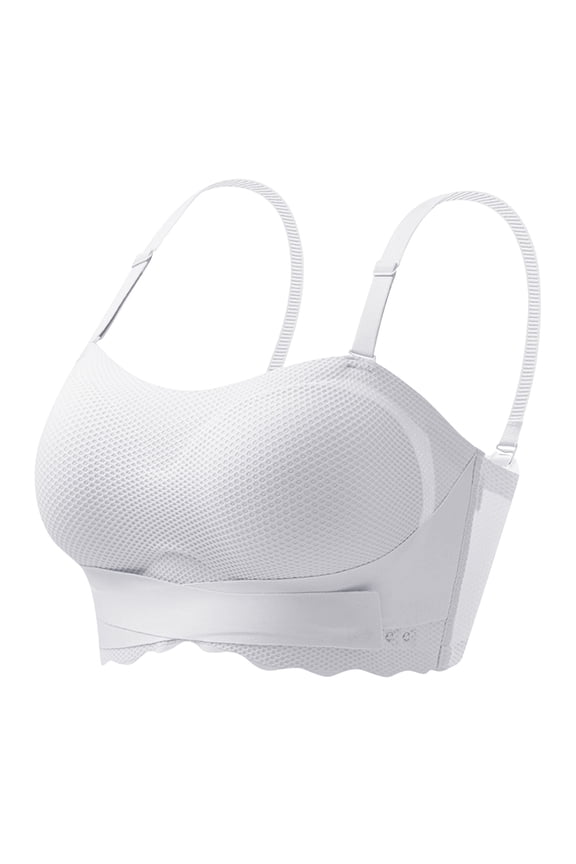 Women Workout Solid Bra Everyday Comfort Bra with Removable Straps for Versatile Two-Way Wear and Breathable Support XXL White
