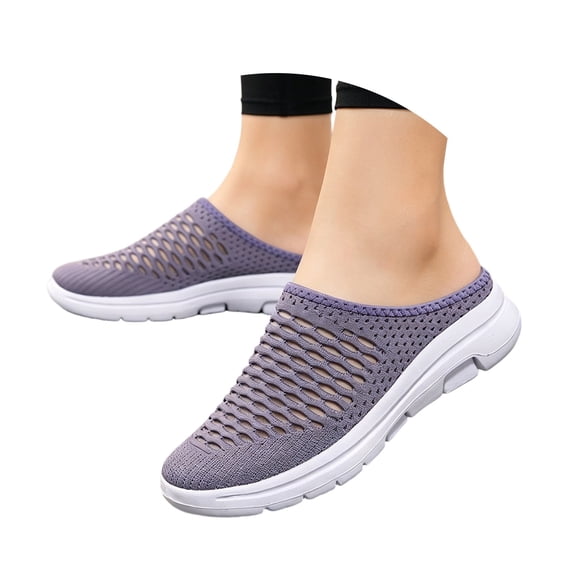 AJGRHE Women's Casual Shoes Casual On Sneakers Breathable Mesh Toe Cover Summer Walking Shoes Soft Sole Outdoor Loafers Purple 42