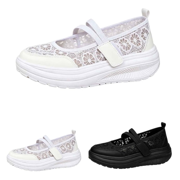 AJGRHE Women's Casual Shoes Lightweight Breathable Lace Up Sneakers For Summer Soft Sole Mesh Trainers Casual Everyday Shoes For White 37