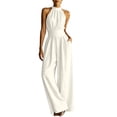 thumbnail image 1 of AJGRHE Women's Elegant Halter Jumpsuit Summer Cut Out Wide Leg Dressy Casual Romper Sleeveless Neck Jumpsuit Loose Wide Leg Elegant Waist Cinching Piece White L, 1 of 8