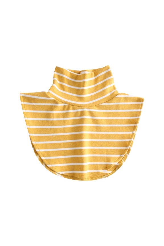 Women's Fall Winter Knit Scarf Neck Warmer Striped High Stretchable Detachable Collar Inner Layer False Yellow One Size