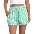 thumbnail image 1 of AJGRHE Women's Fashion Striped Casual Elastic Waist Pocket Shorts Green XL, 1 of 9