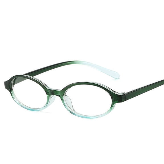 AJGRHE Women's Fashionable Oval Flat Lens Glasses for Small Face 90s Style Eyewear Green