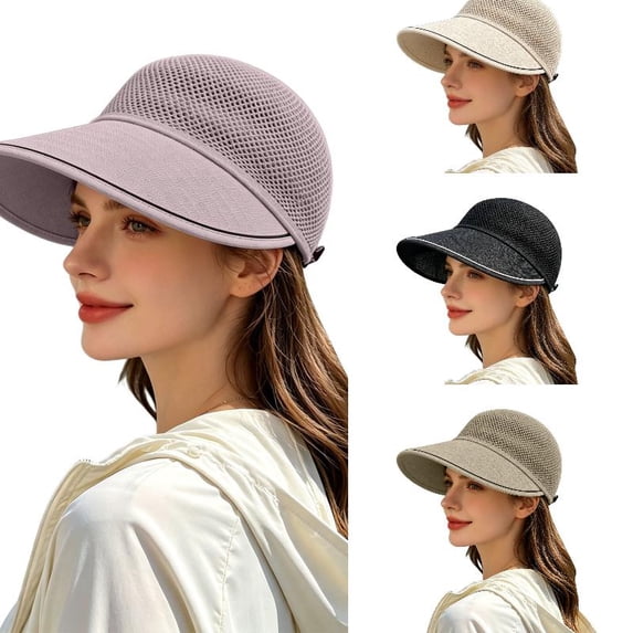 AJGRHE Women's Knitted Breathable Wide Brim Sun Hat Casual Summer Outdoor Beach Travel Accessory Wide Brim Sun Hat for Women Beach Visor Cap Sports Golf Hiking Pink One Size