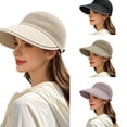 thumbnail image 1 of AJGRHE Women's Knitted Breathable Wide Brim Sun Hat Casual Summer Outdoor Beach Travel Accessory Wide Brim Sun Hat for Women Beach Visor Cap Sports Golf Hiking Beige One Size, 1 of 4