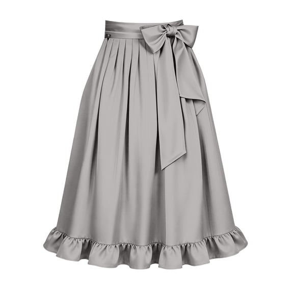 AJGRHE Women's Midi Dirndl Apron Festival Bodice with Ribbon Bow Adjustable Straps Skirt Apron for Cosplay Themed Parties Corset Top Grey XL
