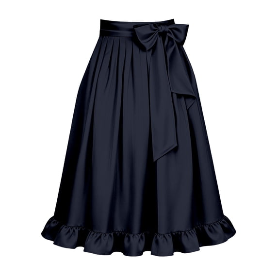 AJGRHE Women's Midi Dirndl Apron Festival Bodice with Ribbon Bow Adjustable Straps Skirt Apron for Cosplay Themed Parties Corset Top Navy L