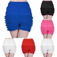 thumbnail image 1 of AJGRHE Women’s Ruffled Bloomers Shorts, Elastic Waist Lace Ruffle Layered Shorts, Vintage Bloomers for Festival Themed Party Dance Casual Blue L, 1 of 6