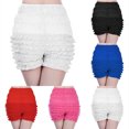 thumbnail image 1 of AJGRHE Women’s Ruffled Bloomers Shorts, Elastic Waist Lace Ruffle Layered Shorts, Vintage Bloomers for Festival Themed Party Dance Casual White M, 1 of 4