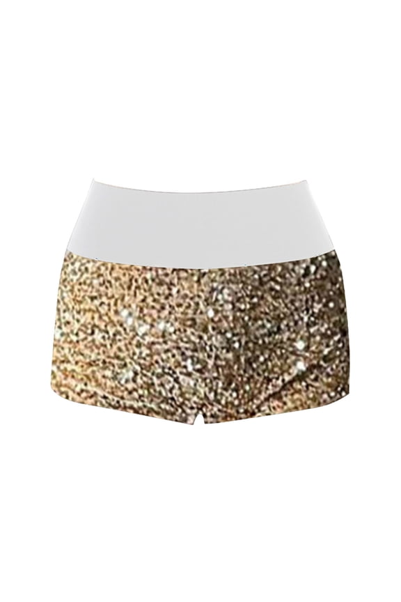 Women's Sequin Low Waist Shorts Sparky Night Out Hot Pants Bar Party High Waisted Slim Fashion Sequin Short Shorts Gold S