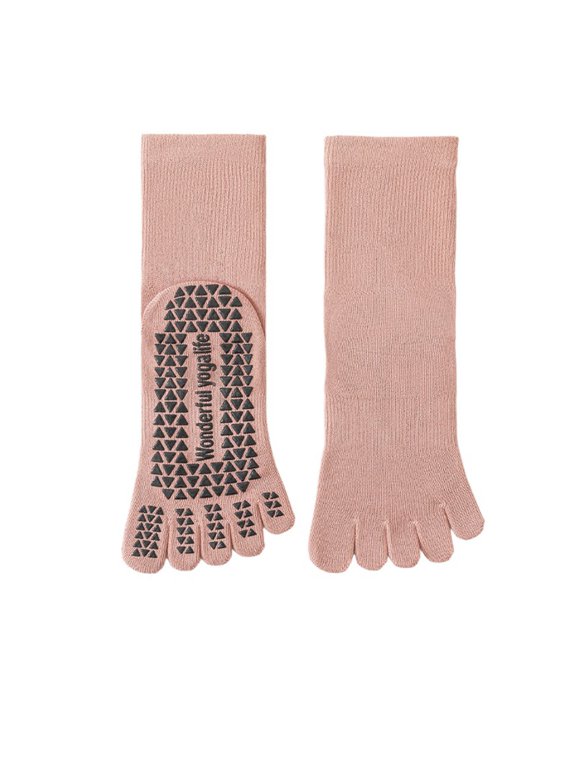 Women's Stockings Grip Toe Socks For Indoor Workouts Yoga Dance And Fitness Activities Pink One Size