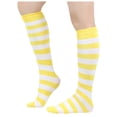 thumbnail image 1 of AJGRHE Women's Stockings Striped Calf Socks Performance Knee High Stockings Light Yellow One Size, 1 of 5