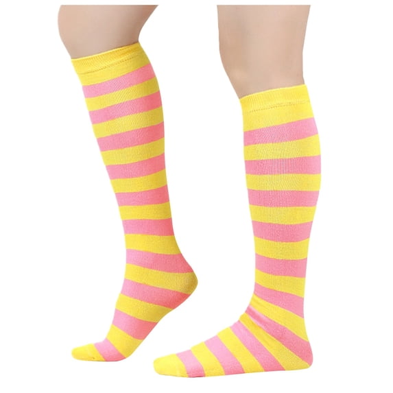 AJGRHE Women's Stockings Striped Calf Socks Performance Knee High Stockings Rose Gold One Size