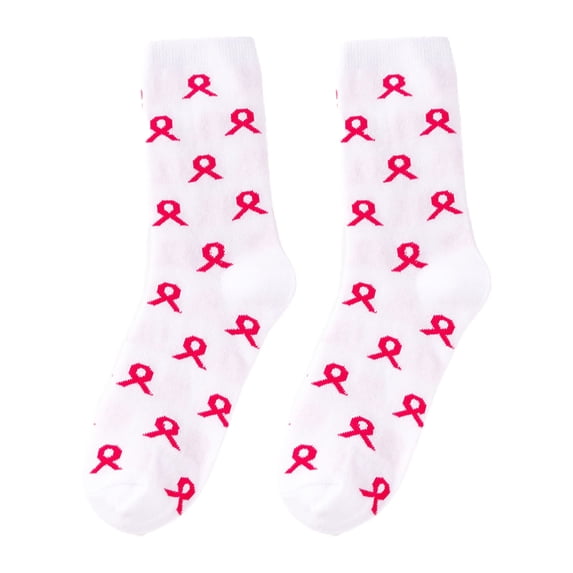 AJGRHE Women's Stockings Unisex Cancer Awareness Theme Printed Mid Calf Casual Socks Pink One Size