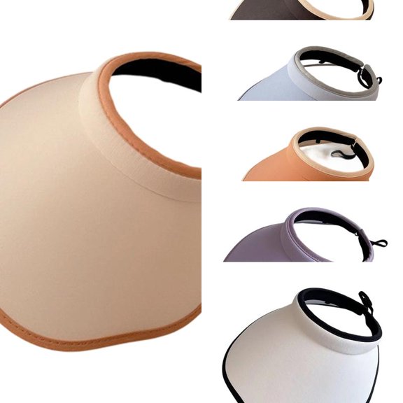 AJGRHE Women's Summer Sun UV Protection Visor Wide Brim Clip on Beach Pool Golf Cap Hat Beige One Size