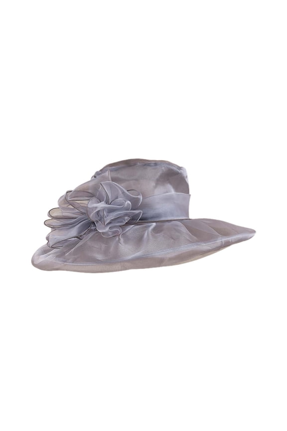 Women's Summer Wide Brim Sun Hat Beach Travel Outdoor Activities Travel Beach Wedding Tea Party Fascinator Headwear Grey One Size