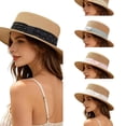 thumbnail image 1 of AJGRHE Womens Mens Wide Brim Straw Panama Hat Fedora Summer Beach Sun Hats UPF Straw Hat for Women Casual Everyday Party Outdoor Beret Black One Size, 1 of 4