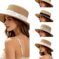 thumbnail image 1 of AJGRHE Womens Mens Wide Brim Straw Panama Hat Fedora Summer Beach Sun Hats UPF Straw Hat for Women Casual Everyday Party Outdoor Beret White One Size, 1 of 5