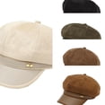 thumbnail image 1 of AJGRHE Womens Suede Newsboy Cap 8 Panel Paperboy Caps with Leather Brim Vintage Baseball Hat Baker Cabbie Beret Hats Beige One Size, 1 of 3