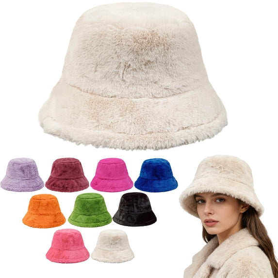 AJGRHE Womens Winter Bucket Hat Warm Solid Color Wide Brim Caps Winter Hat Thickened Warm Fisherman Cap For Girls Outdoor Travel Beige One Size