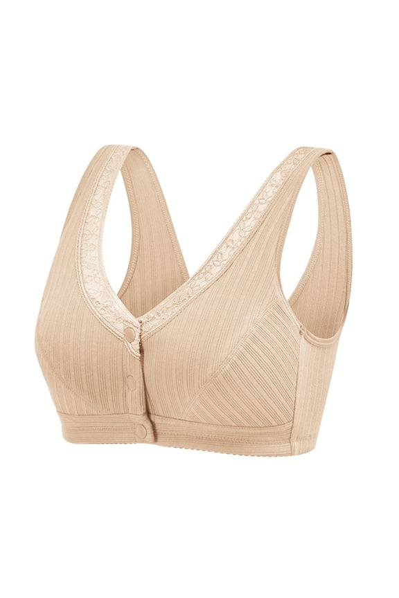 Workout Comfort Bra Plus Size Front Closure Bra Lace Bralette Wireless Comfort Support Seamless Sport Underwear for Women B B